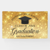 Gold Sparkle Custom High School Graduparty Spandoek (Horizontaal)