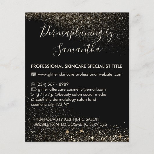 Gold Sparkle Dermaplaning-nazorgbudget Flyer (Voorkant)