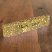 Gold Sparkle Desk-naamplaat Naambordje (Zijkant)