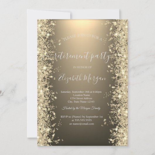 Gold Sparkle Diamonds Shiny Gold Pensioen Kaart (Voorkant)