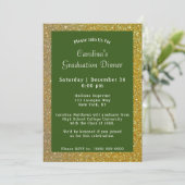 Gold Sparkle Dinner Green Afstuderen Kaart (Staand voorkant)
