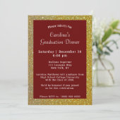 Gold Sparkle Dinner Maroon Afstuderen Kaart (Staand voorkant)