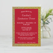 Gold Sparkle Dinner Red Afstuderen Kaart (Staand voorkant)