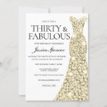 Gold Sparkle Dress 30 & Fabulous 30th Birthday Kaart<br><div class="desc">Gold Sparkle Dress 30 & Fabulous 30th Birthday Invitation Variations to the uitnodiging and matching items in onze winkel</div>