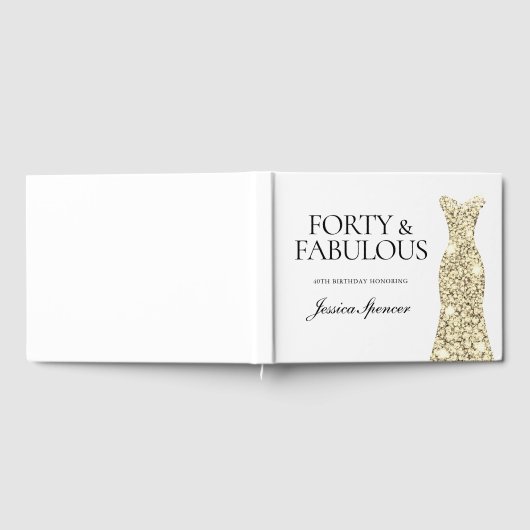 Gold Sparkle Dress 40th Birthday Party Gastenboek (Volledig)