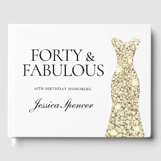 Gold Sparkle Dress 40th Birthday Party Gastenboek (Voorkant)
