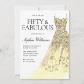 Gold Sparkle Dress 50th Birthday Party Kaart (Voorkant)