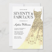 Gold Sparkle Dress 70th Birthday Party Kaart (Voorkant)