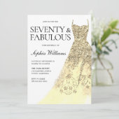 Gold Sparkle Dress 70th Birthday Party Kaart (Staand voorkant)