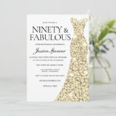 Gold Sparkle Dress 90 & Fabulous 90th Birthday Kaart (Staand voorkant)