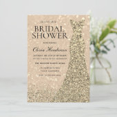 Gold Sparkle Dress Champagne Shimmer Vrijgezellenf Kaart (Staand voorkant)