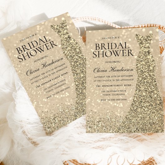 Gold Sparkle Dress Champagne Shimmer Vrijgezellenf Kaart