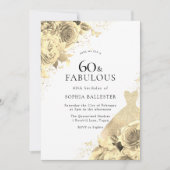 Gold Sparkle Dress & Flowers Womans 60e verjaardag Kaart (Voorkant)