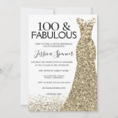Gold Sparkle Dress Womans 100e verjaardag Kaart (Voorkant)