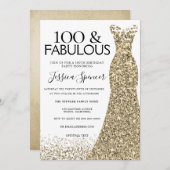 Gold Sparkle Dress Womans 100e verjaardag Kaart (Voorkant / Achterkant)