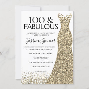 Gold Sparkle Dress Womans 100e verjaardag Kaart