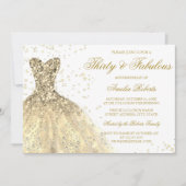Gold Sparkle Dress Womans 30e verjaardag Kaart (Voorkant)