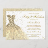 Gold Sparkle Dress Womans 40e verjaardag Kaart (Voorkant / Achterkant)