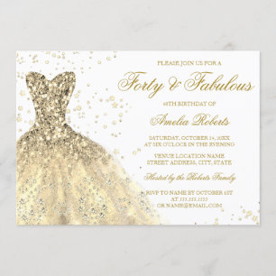 Gold Sparkle Dress Womans 40e verjaardag Kaart