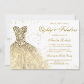 Gold Sparkle Dress Womans 80th Birthday Party Kaart (Voorkant)