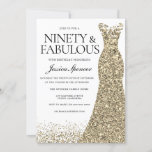 Gold Sparkle Dress Womans 90e verjaardag Kaart<br><div class="desc">Gold Sparkle Dress Womans 90th Birthday Party - 90 en geweldige variaties in de uitnodiging en overeenkomende objecten in onze winkel</div>