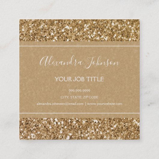 Gold Sparkle en Glitter Hair & Makeup Vierkante Visitekaartje (Achterkant)