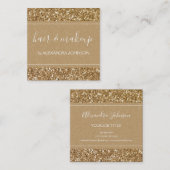 Gold Sparkle en Glitter Hair & Makeup Vierkante Visitekaartje (Voorkant / Achterkant)