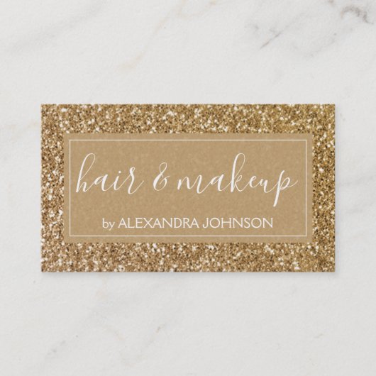 Gold Sparkle en Glitter Hair & Makeup Visitekaartje (Voorkant)