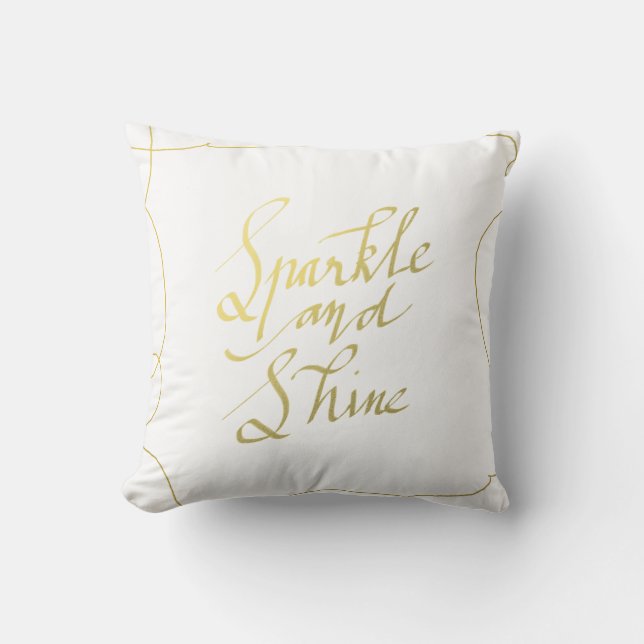 Gold Sparkle en Shine Handgeschreven Script Holida Kussen (Voorkant)