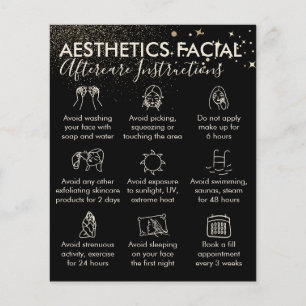 Gold Sparkle esthetics Facial Aftercare Budget Flyer