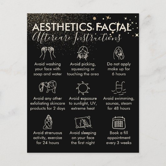 Gold Sparkle esthetics Facial Aftercare Budget Flyer (Achterkant)