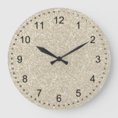 Gold Sparkle Faux Glitter Grote Klok (Voorkant)