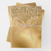 Gold Sparkle Faux Glitter Inpakpapier Vel (In situ)