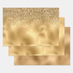 Gold Sparkle Faux Glitter Inpakpapier Vel