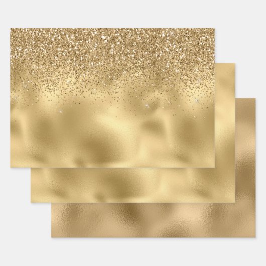 Gold Sparkle Faux Glitter Inpakpapier Vel (Set)