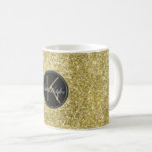 Gold Sparkle Faux Glitter Monogram Koffiemok (Voorkant rechts)