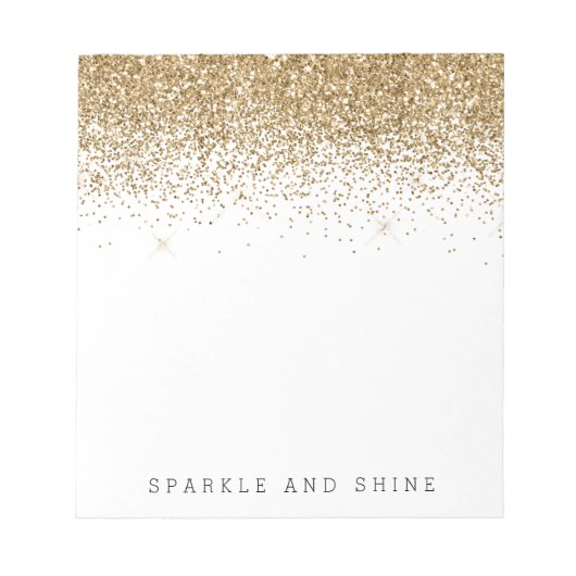 Gold Sparkle Faux Glitter Notitieblok (Voorkant)