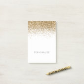 Gold Sparkle Faux Glitter Post-it® Notes (Op bureau)