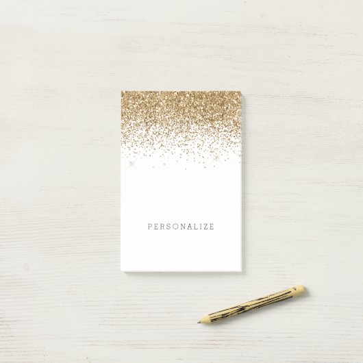 Gold Sparkle Faux Glitter Post-it® Notes (Op bureau)