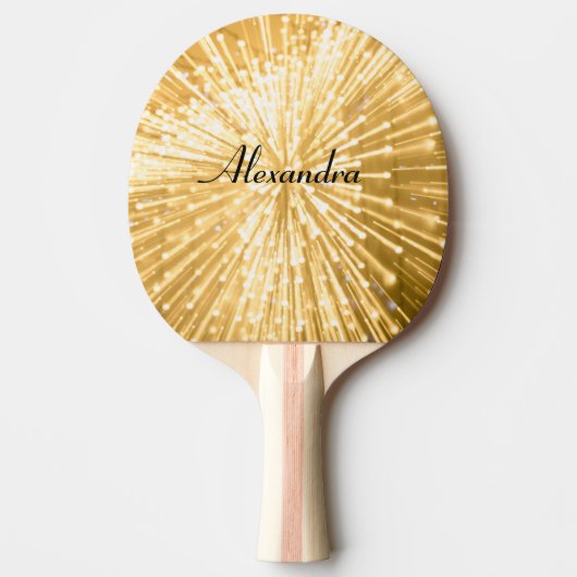 Gold Sparkle Firework gepersonaliseerd Tafeltennisbatje (Voorkant)