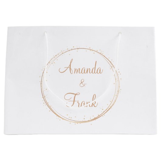 Gold Sparkle-gepersonaliseerd huwelijk Groot Cadeauzakje (Voorkant)