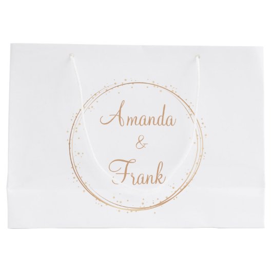 Gold Sparkle-gepersonaliseerd huwelijk Groot Cadeauzakje (Achterkant)