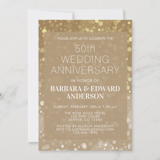 Gold Sparkle Glitter 50th Wedding Jubileum Kaart (Voorkant)