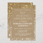 Gold Sparkle Glitter 50th Wedding Jubileum Kaart (Voorkant / Achterkant)