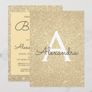 Gold Sparkle Glitter Baptisme Invitation Kaart