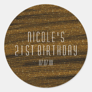 Gold Sparkle Glitter & Black Party Favor Stickers