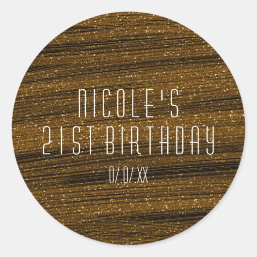 Gold Sparkle Glitter & Black Party Favor Stickers (Voorkant)