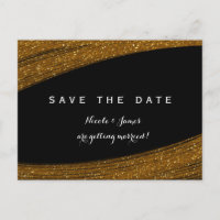 Gold Sparkle Glitter Black Save the Date Briefkaar