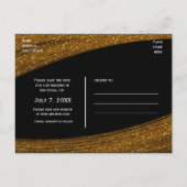 Gold Sparkle Glitter Black Save the Date Briefkaar Aankondigingskaart (Achterkant)