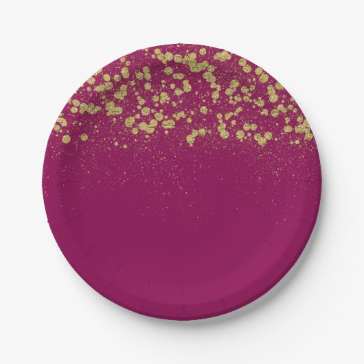 Gold Sparkle Glitter Confetti Papieren Bordje (Voorkant)